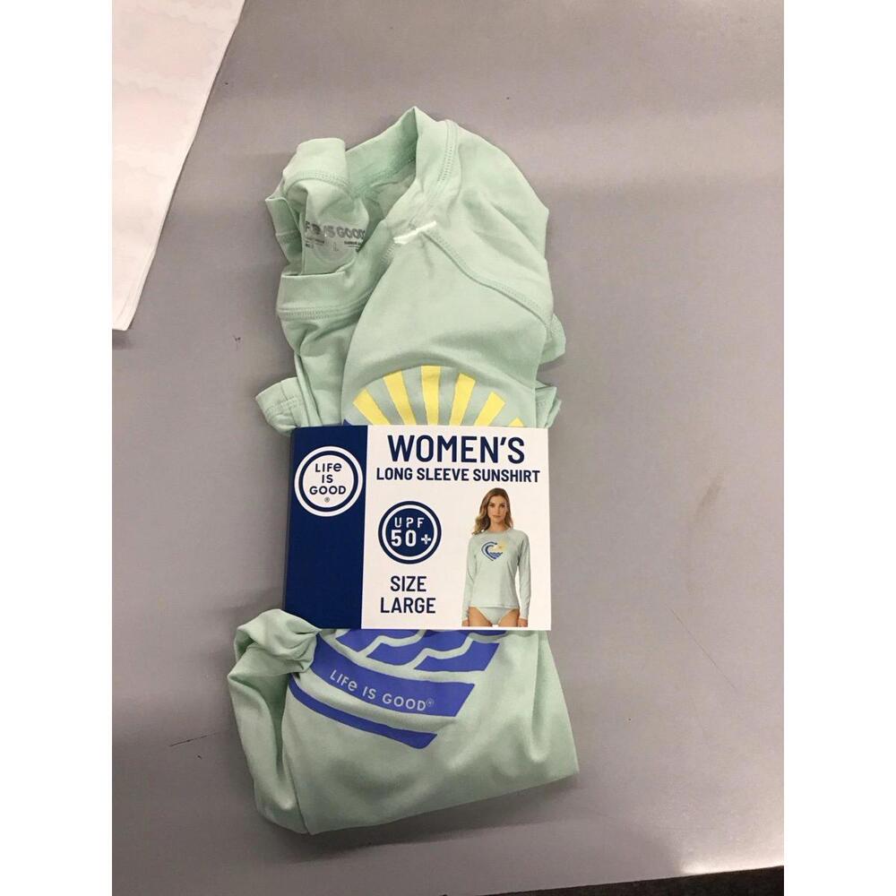 Ladies life is good sunshirt size large heart sunset mint new target